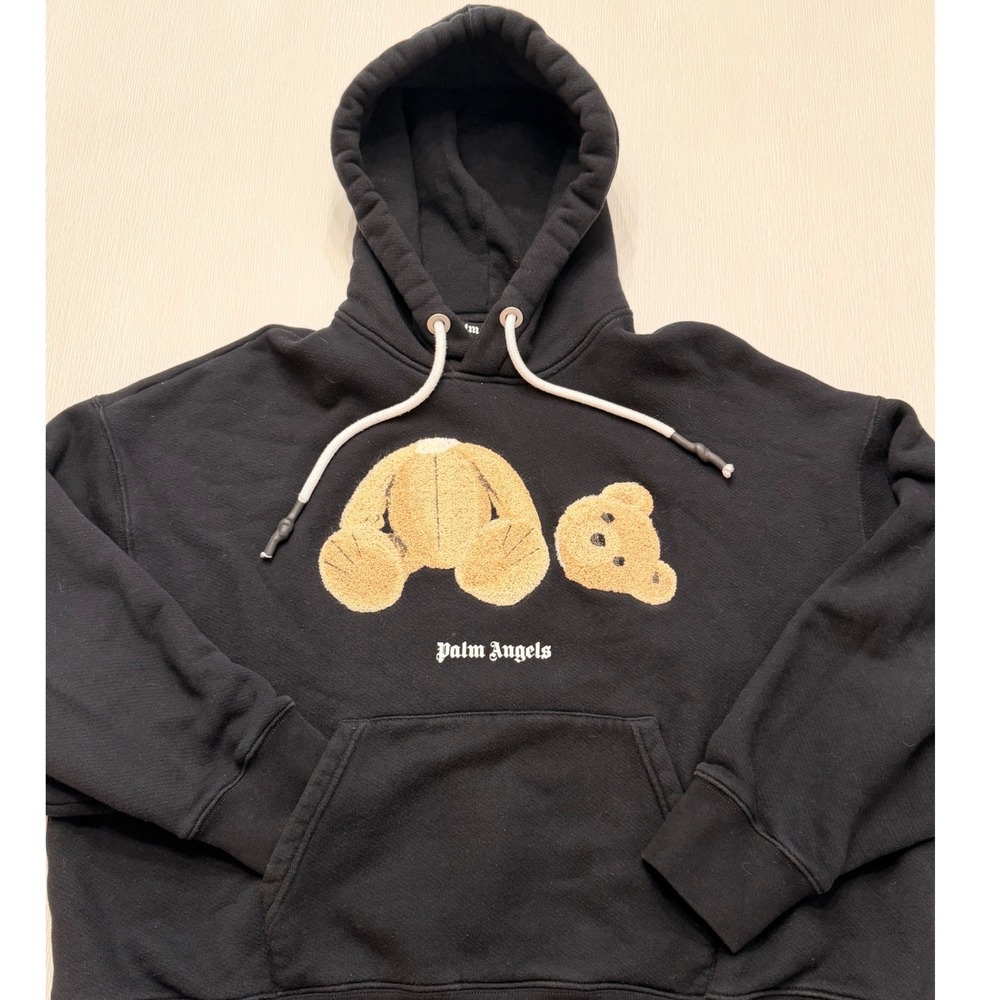 Palm Angels Kill The Bear Hoodie Black Chenille Patch PWBB023S20FLE001 Medium - Picture 2 of 7
